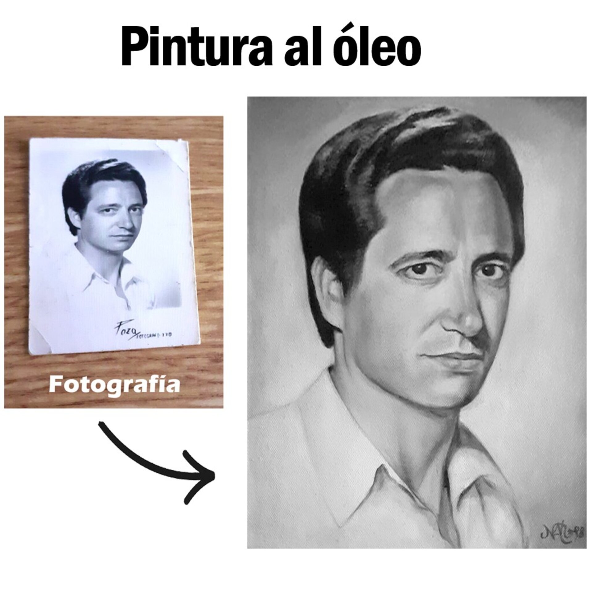 Retrato en Blanco y Negro, Cuadro al Óleo por Encargo - 2